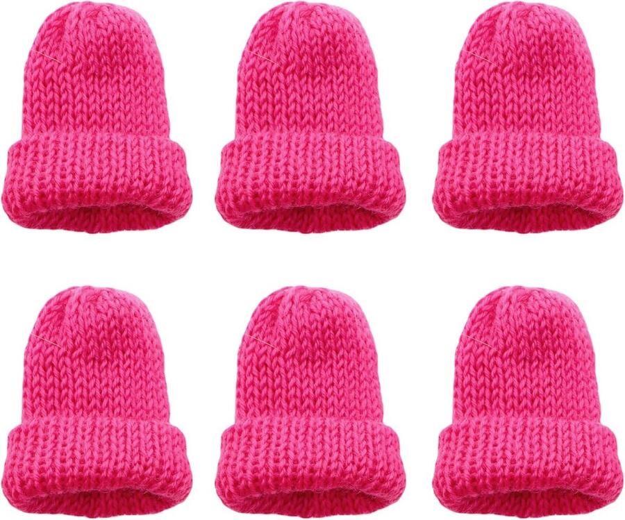 Set van 6 kleurrijke gebreide eierwarmers voor ontbijt