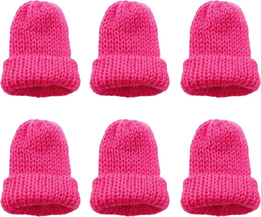 Gebreide eierwarmers Mini-mutsjes Vrolijk ontbijt Dubbellaags gebreid Set van 6 Roze