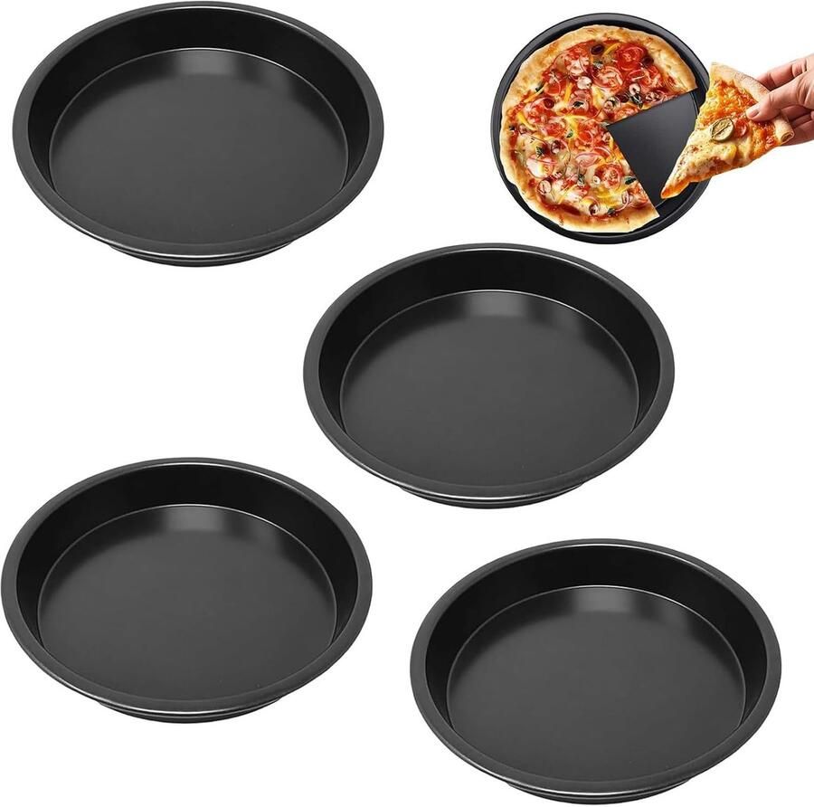 Set van 6 Mini Pizza Bakplaten Ø16 cm met Anti-aanbak Coating Ideaal voor Taart Quiche en Snacks Duurzaam en Makkelijk te Reinigen - Foto 1