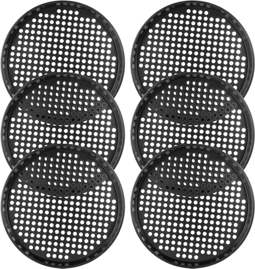 Set van 6 Perforated Pizza Schalen 32 cm Ronde Anti-aanbak Carbon Staal Ideaal voor Oven en Bakken
