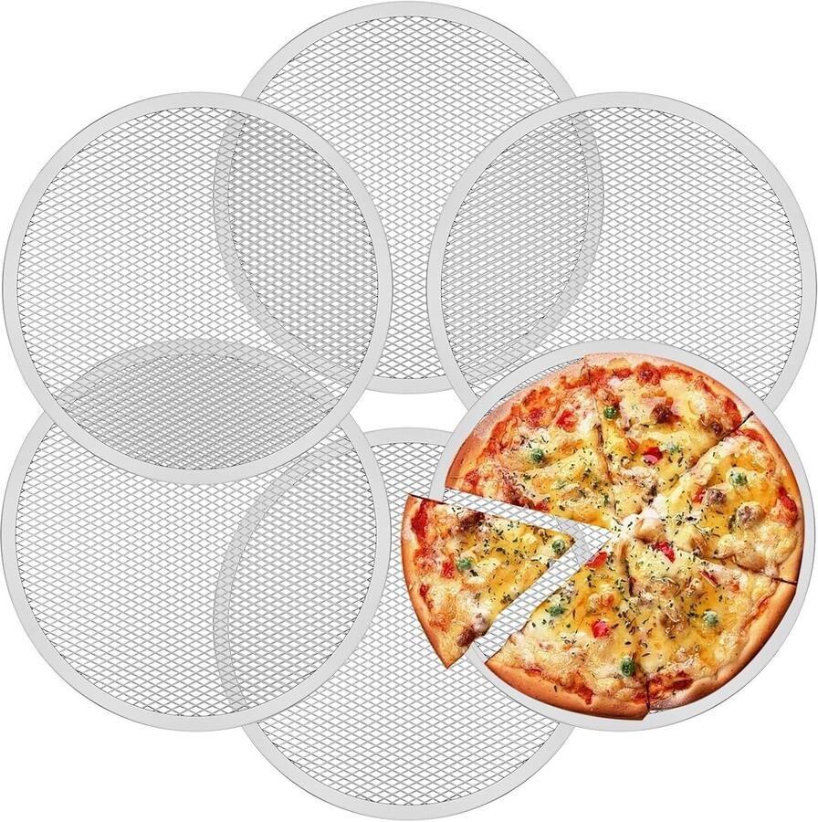 Set van 6 Perforated Pizza Schalen 30.5 cm Antikleef Herbruikbaar Ideaal voor Perfecte Pizza's