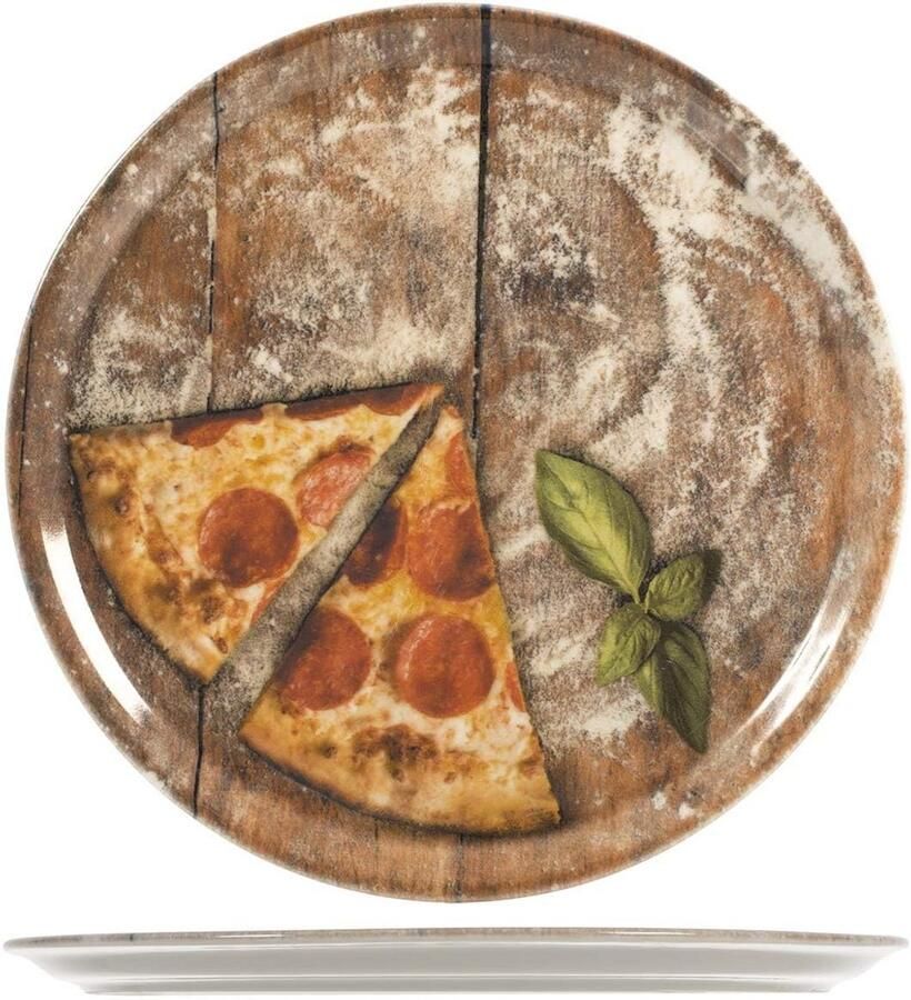 Pizza Borden Set Porseleinen Schotels Gezellig Dineren Vaatwasserbestendig 6 stuks 33 cm Multicolore
