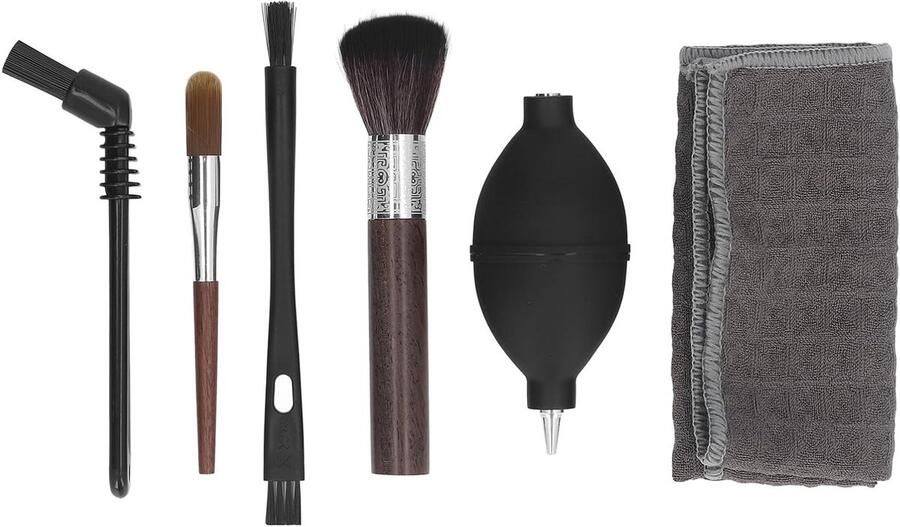 Professionele Set van 6 Schoonmaakborstels voor Koffiemachines met Nylon en Houten Borstels Luchblazer en Doek voor Barista en Koffiemolen Onderhoud