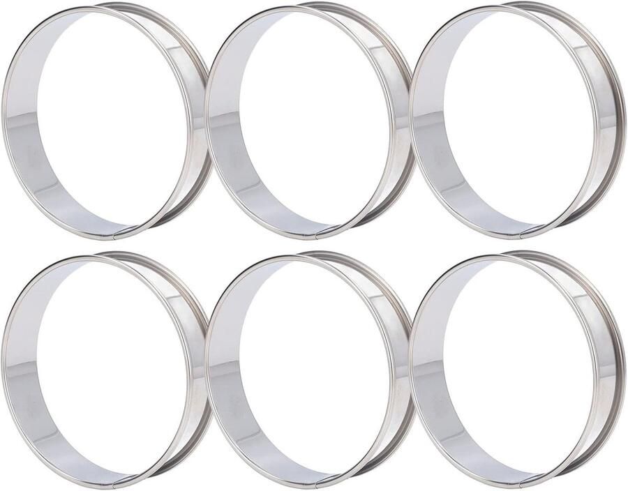 Set van 6 Ringen voor Crumpets en Muffins van RVS Antiaanbakbare Mallen voor Eieren en Pannenkoeken Perfect voor Bakken en Koken (8cm)