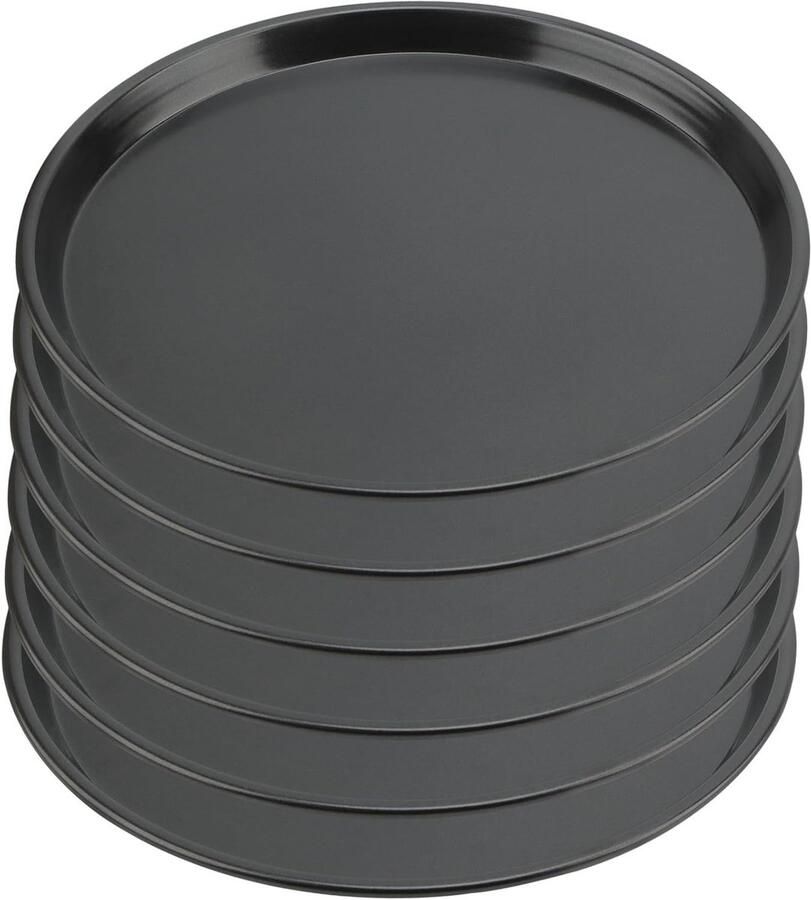 Set van 6 ronde anti-aanbak pizza trays van 25 cm voor het bakken van perfecte pizza's in de oven ideaal voor pizzadeeg en thuisgebruik