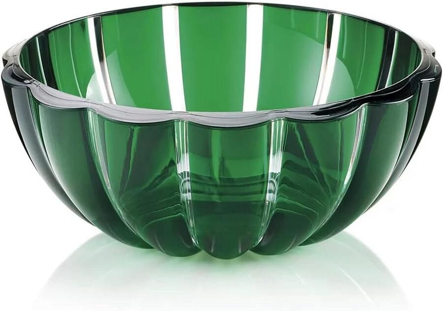 Set van 6 ronde biologische kunststof kommen 12 cm 300 cc transparant smaragdgroen vaatwasserbestendig