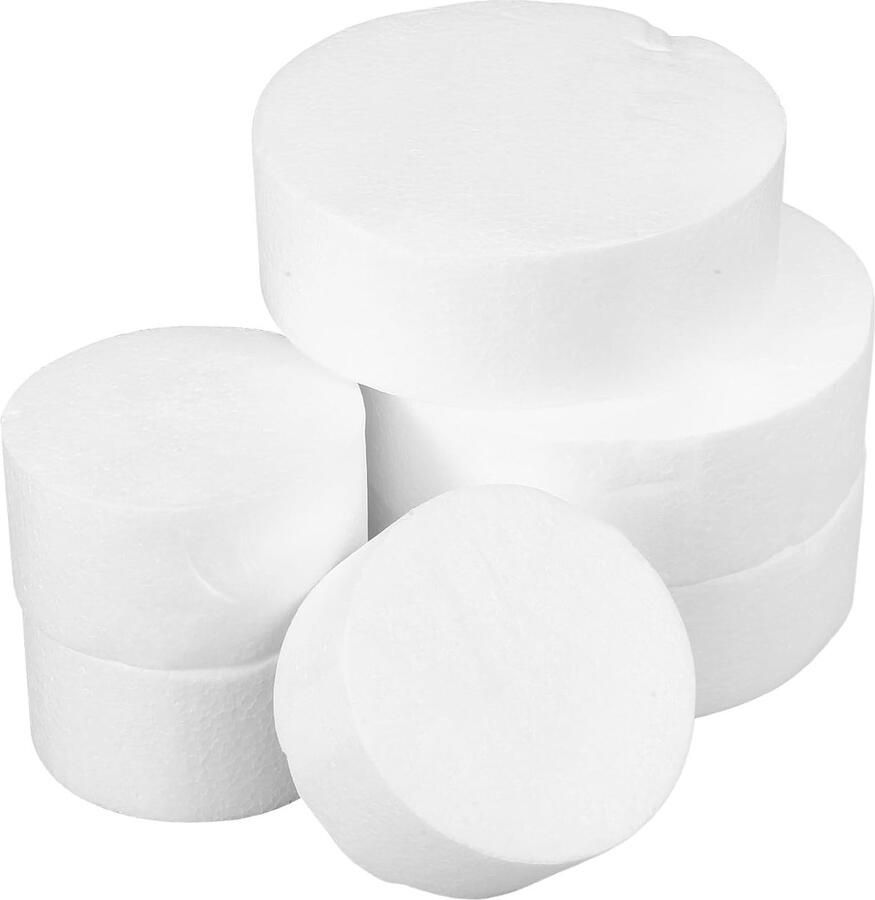 Set van 6 Ronde Cake Dummies van Styrofoam voor Sculptuur Modelbouw en DIY Kunstprojecten 14 5 cm