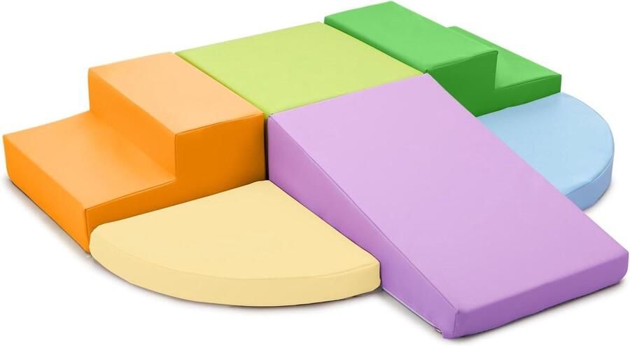 Set van 6 Schuimrubberen Klimblokken voor Kinderen: PU-leer Zachte Klimspeelgoed Speelset voor Kleine Kinderen Montessori-speelgoed Grove motoriek Dubbele Ladderset