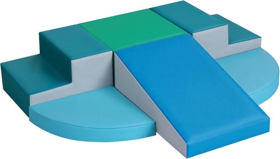 Set van 6 Schuimrubberen Klimblokken voor Kinderen: PU-leer Zachte Klimspeelgoed Speelset voor Kleine Kinderen Montessori-speelgoed Grove motoriek Dubbele Ladderset(Modern)