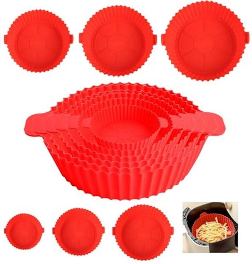 Set van 6 Silicone Bakvormen voor Airfryer Herbruikbare Keukenaccessoires