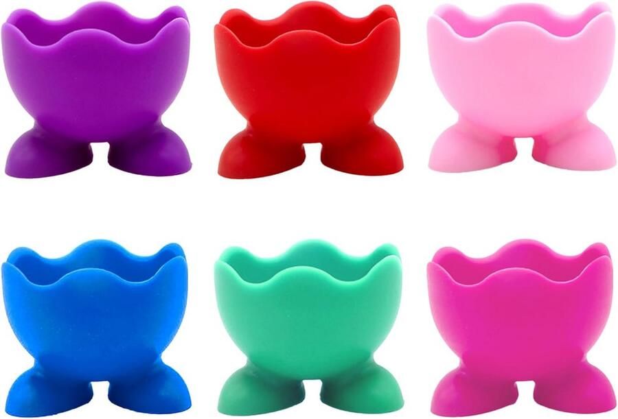 Set van 6 Siliconen Eierdopjes Kleurrijk & Antislip voor Ontbijt