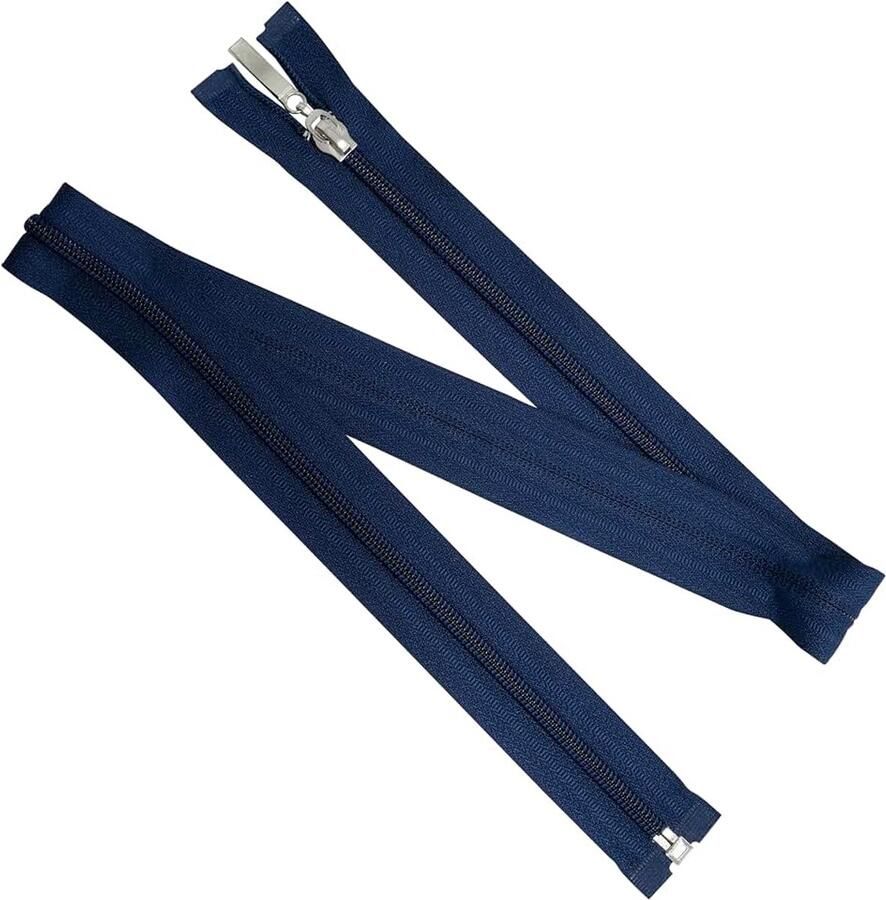 Set van 6 spiraalritsen N°5 75 cm deelbaar met decoratieve trekker voor doe-het-zelf naaien kleding tassen hoezen van metaal nylon polyester kleur donkerblauw