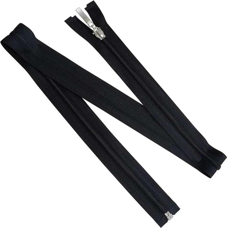 Set van 6 spiraalritsen N°5 80 cm deelbaar met decoratieve trekker voor doe-het-zelf naaien kleding tassen hoezen van metaal nylon polyester kleur zwart