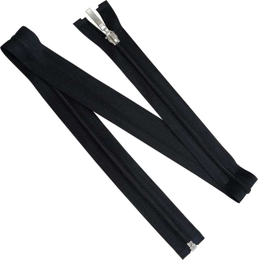 Set van 6 spiraalritsen N°5 80 cm deelbaar met decoratieve trekker voor doe-het-zelf naaien kleding tassen hoezen van metaal nylon polyester kleur zwart