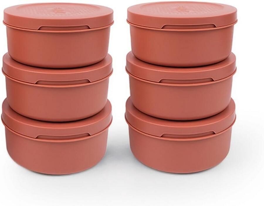 Set van 6 stapelbare deegdozen met luchtdichte deksels 250 g capaciteit voor pizzadeeg en ingrediënten