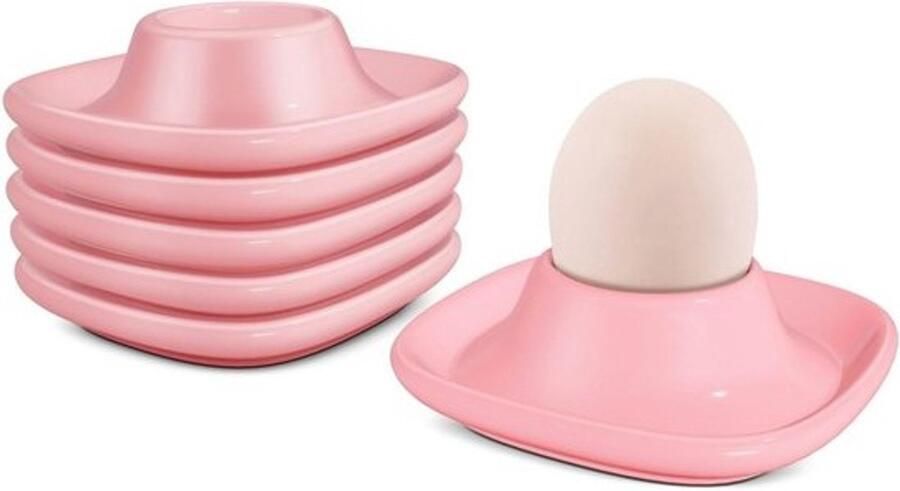 Set van 6 stapelbare keramische eierdopjes voor ontbijt en brunch