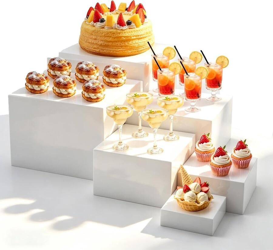 Set van 6 witte acryl taartstandaards veelzijdige dessertstandaard voor bruiloften verjaardagen en feestjes perfect voor buffetten en desserts (8 10 13 15 18 20 cm)