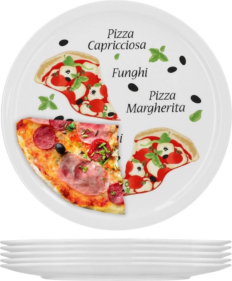 Set van 6 XL Porseleinen Pizzaborden Ø 30 5 cm Vaatwasmachinebestendig