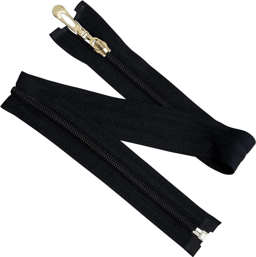 Set van 7 spiraalritsen N°5 50 cm deelbaar zwart decoratieve trekker voor kledingprojecten naaiwerk kleding textielcreaties