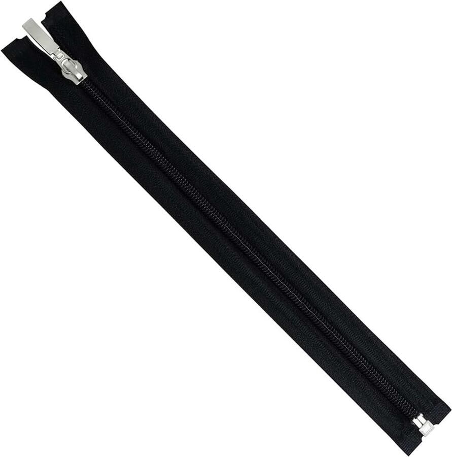 Set van 7 spiraalritsen Nr. 5 25 cm deelbaar zwart met decoratieve trekker voor jas mantel accessoire en kledingnaaiprojecten