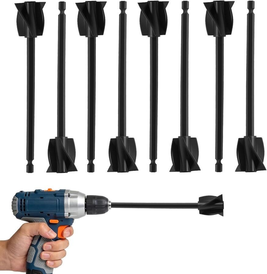 Set van 8 Epoxyhars Roerstaafjes Verf Mixer Paddle en Boormixer voor Kunststoffen Glazuur en Ceramiek met Schoonmaakdoek