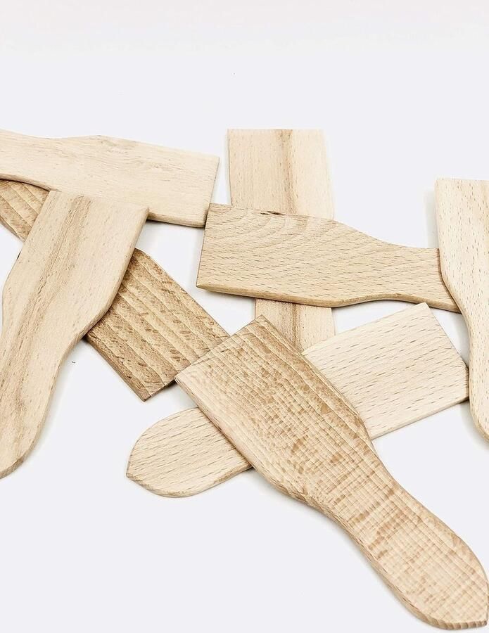 Set van 8 houten raclette spatels Beuken Voor raclette en steengrillen