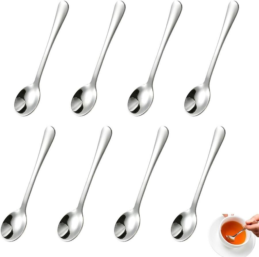 Set van 8 Mini Espresso Lepels Ideaal voor Koffie Dessert en Keuken Vaatwasserbestendig en Geschikt voor Restaurants