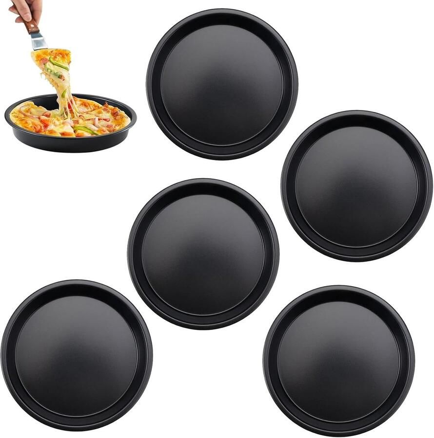 Set van 8 Mini Pizza Bakplaten 16 cm Anti-aanbak Coating Ideaal voor Taarten Quiches en Snacks