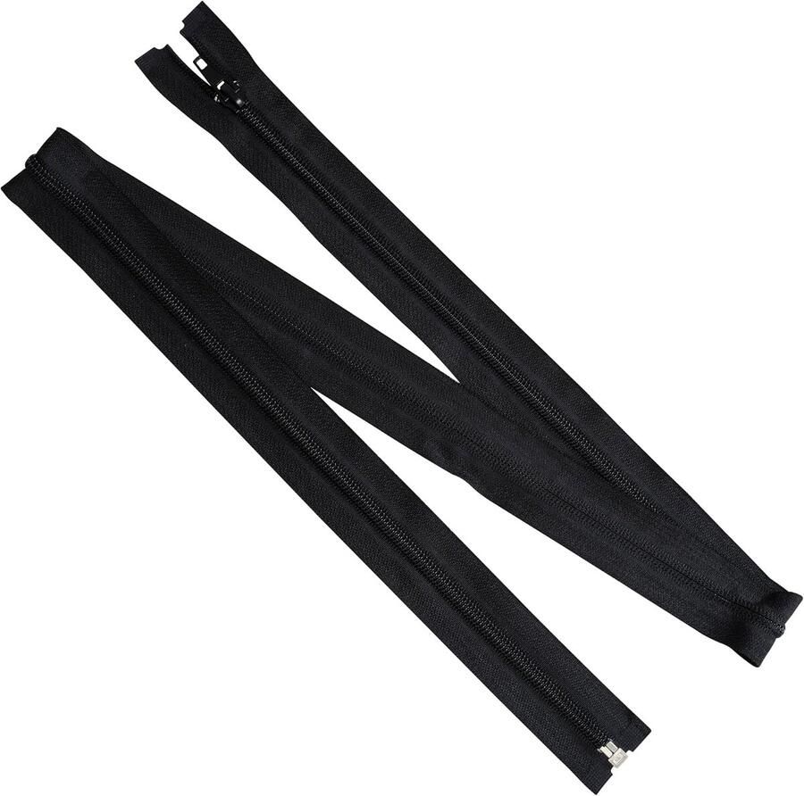 Set van 8 spiraalritsen N°5 100 cm deelbaar met schuiver van metaal nylon polyester kleur zwart