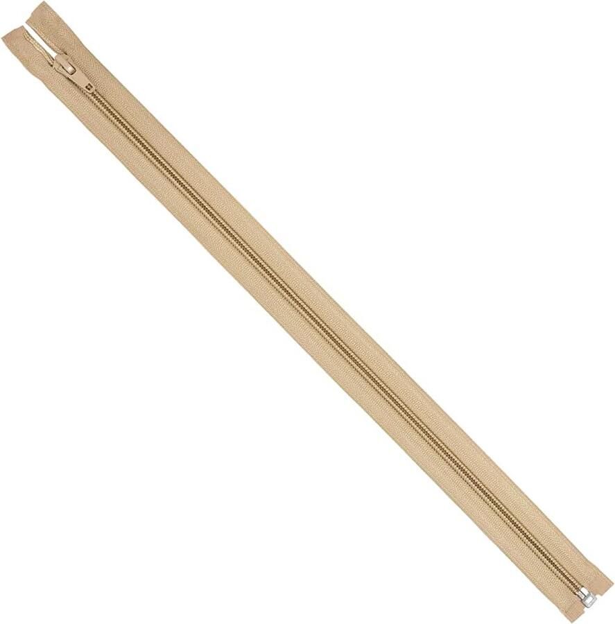 Set van 8 spiraalritsen N°5 40 cm deelbaar met schuif van metaal nylon polyester kleur beige naaien DIY textiel creaties