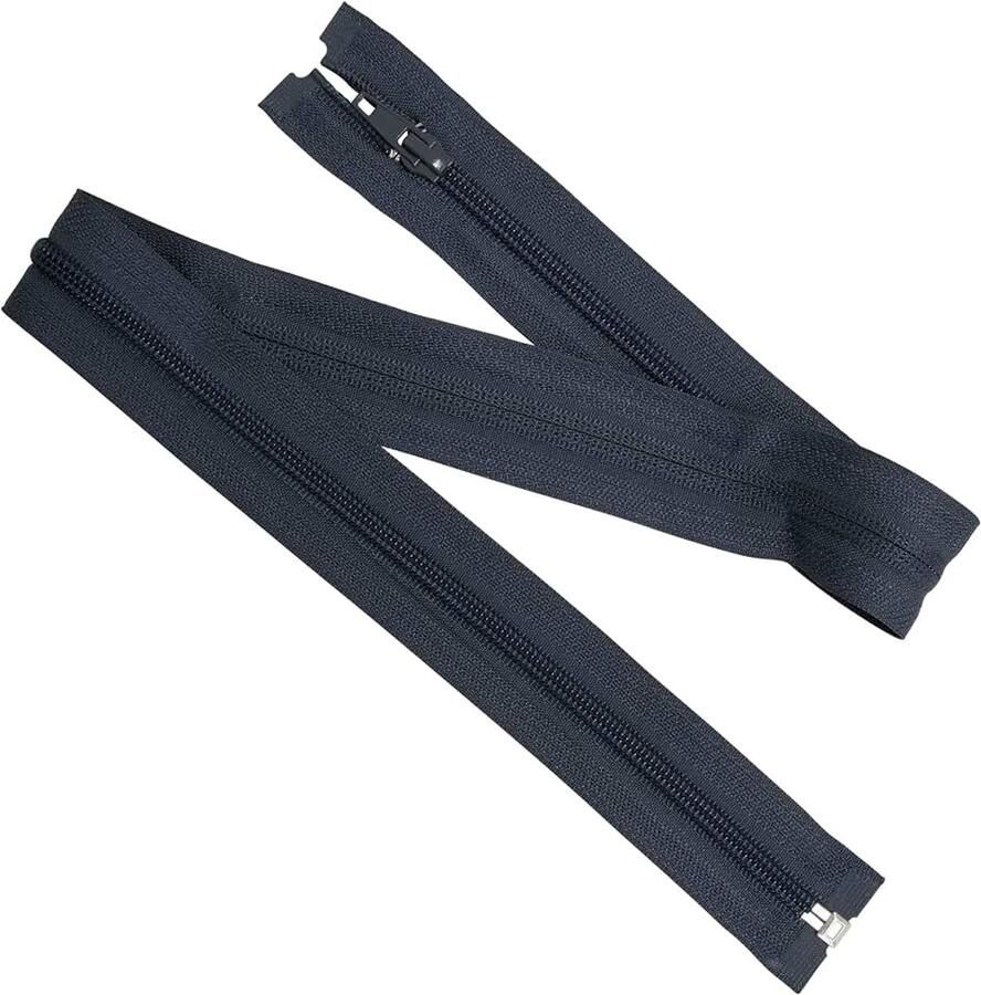 Set van 8 spiraalritsen N°5 65 cm deelbaar met schuiver van metaal nylon polyester kleur donkergrijs naaiwerk DIY textielcreaties