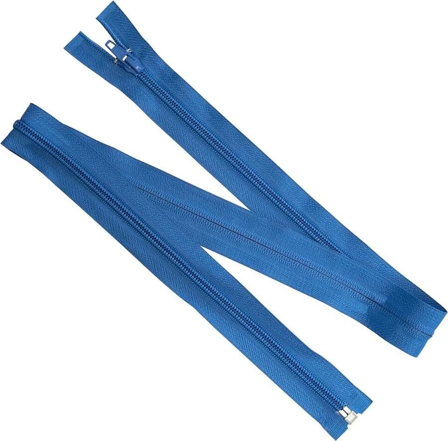 Set van 8 spiraalritsen N°5 80 cm deelbaar met schuiver van metaal nylon polyester naaien DIY creaties textiel kleding Saffierblauwe Kleur
