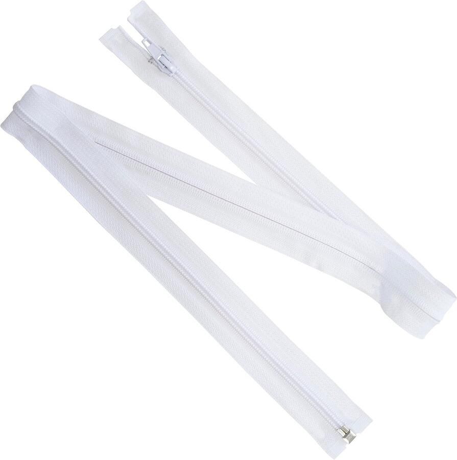 Set van 8 spiraalritsen N°5 85 cm deelbaar met schuiver van metaal nylon polyester kleur wit naaiwerk DIY textiel kleding