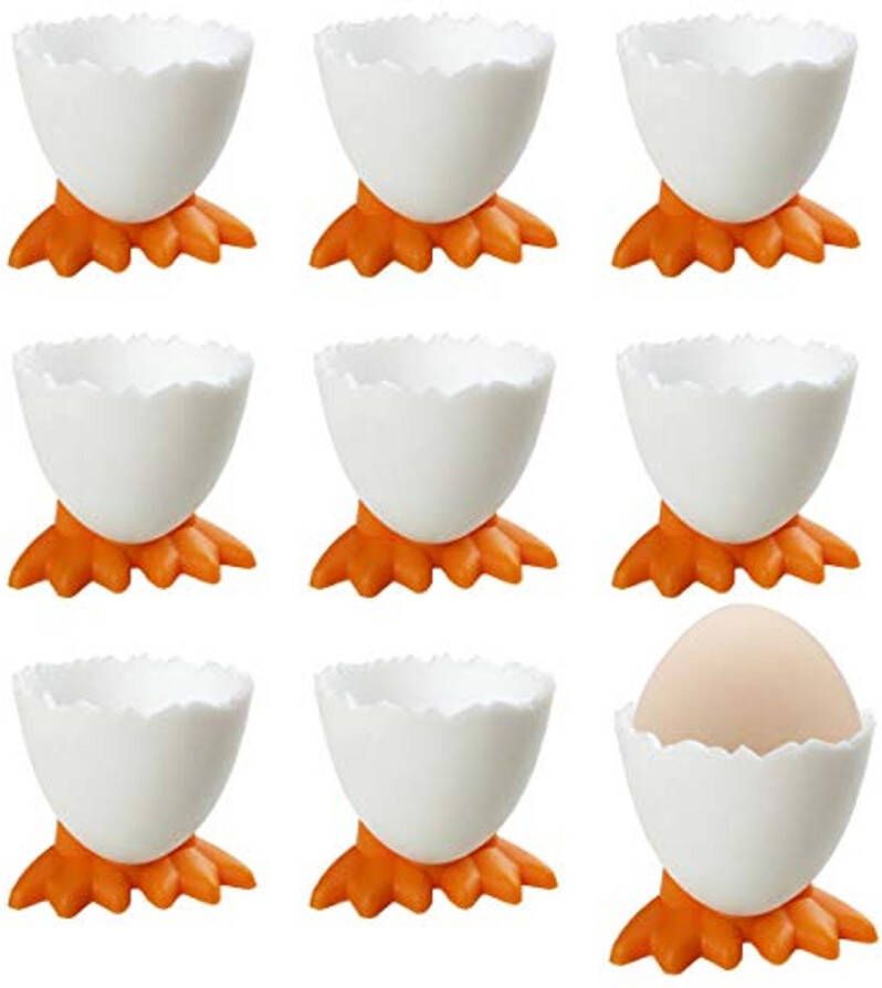 Set van 9 Eierdopjes Schattige Ronde Eierhouders voor Gekookte Eieren en Snacks