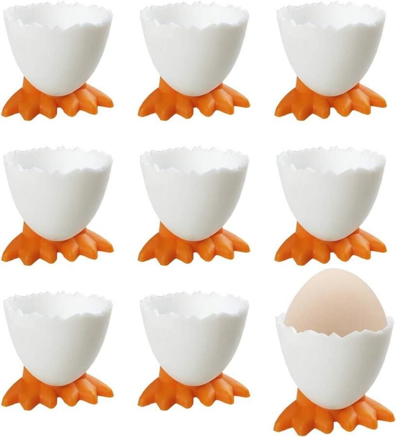 Set van 9 Eierdopjes Schattige Ronde Eierhouders voor Gekookte Eieren en Snacks