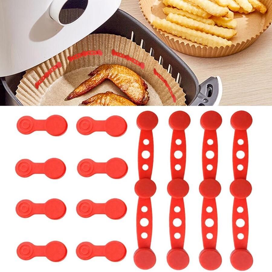 Set van siliconen magnetische gesp voor heteluchtfriteuses 12 stuks Air Fryer Liner magneten magnetische bevestigingsgesp voor koken en bakken in de heteluchtfriteuse