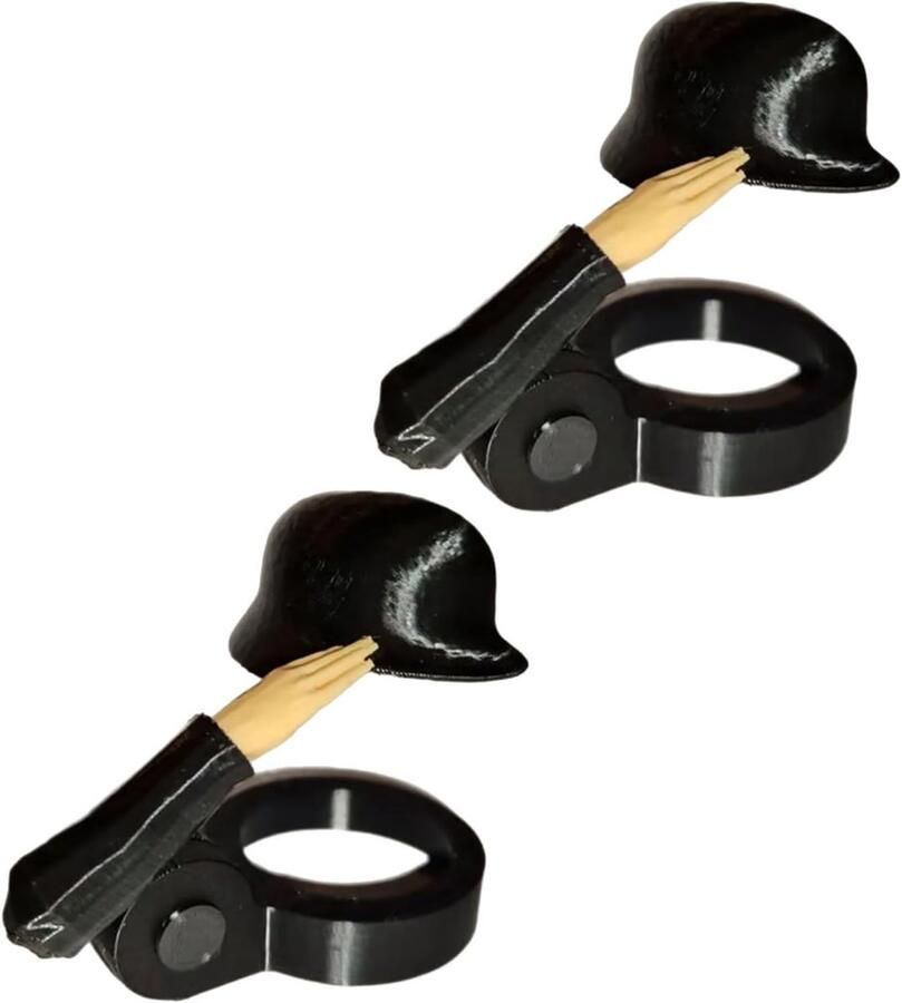 Set van twee bierflesdoppen in de vorm van een saluut feestflesdoppen unieke verzamelobjecten en feestaccessoires