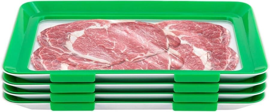 Set Vershoudbakjes Voedselcontainers Bakjes Voedsel Bewaren Vacuümverzegeling 30 x 20 cm Groen