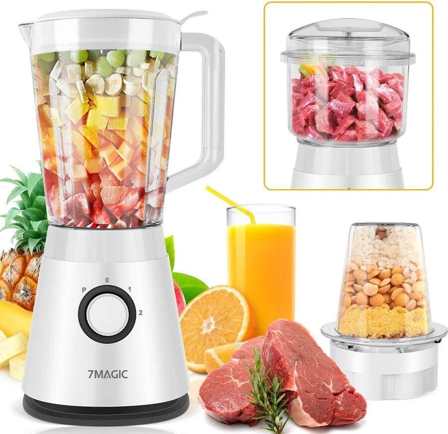 Seth Select 6-in-1 Blender 1500ML – Smoothie Blender Vleesmolen & Sapcentrifuge – Krachtige Keukenmachine met IJskracht