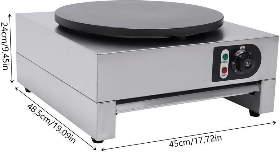 Seth Select Crêpe Maker 3000W – Professionele Pannenkoekenplaat – Anti-aanbak – Inclusief Spatel Silver