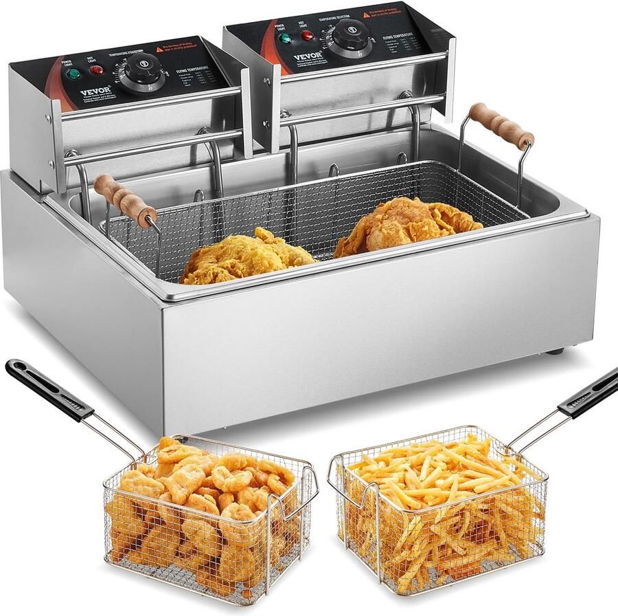 Seth Select Friteuse Frituur pan Enkele Olie Friteuse Frituurpan elektrisch Frituur apparaat 17L 3000W Zilver