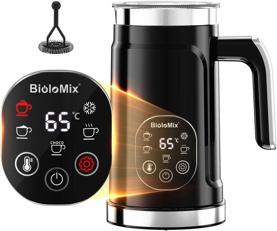 Seth Select Melkopschuimer 5-in-1 met LED Touchscreen – Elektrische Melkschuimer voor Warm en Koud Melkschuim Latte Cappuccino en Koffiespecialiteiten Zwart