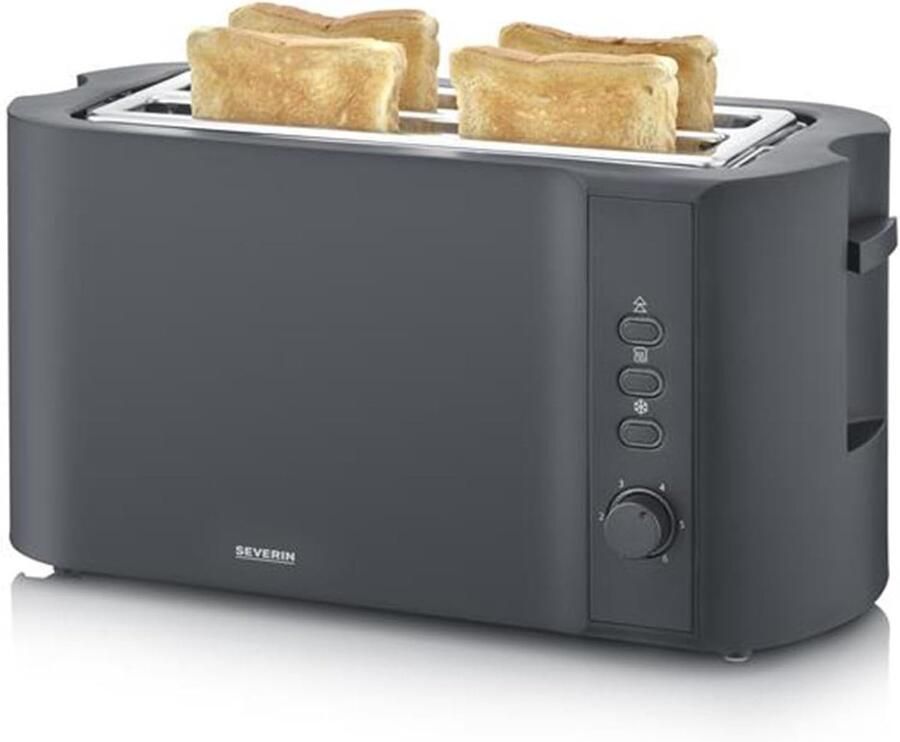 SEVERIN Broodrooster 4 Sneden – 2 Lange Sleuven – 1400W – Broodjeswarmer – Zelfcentrerend – Zwart