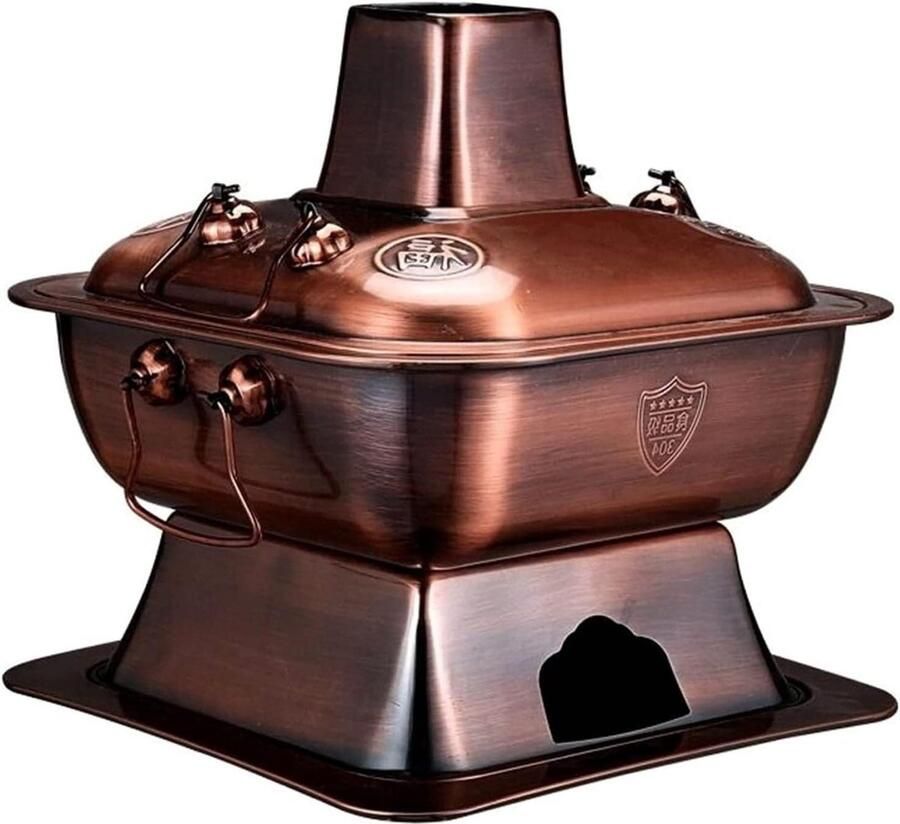 Shabu Pot Chinese fondue Gezellig eten Koperen warmteverdeling 34 cm Rood Koper