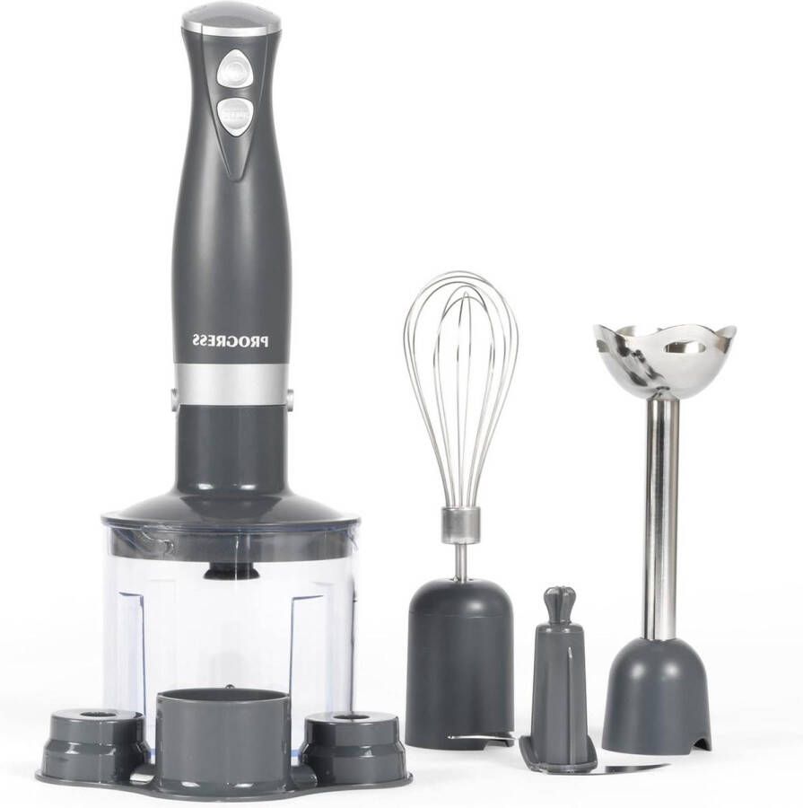 Shimmer 3 In 1 Blender Set Hand Held Whisking Blending Chopping Functions 2 Speed Settings Stainless Steel Blades 500 ml Chopping Bowl 350 W Dark Grey