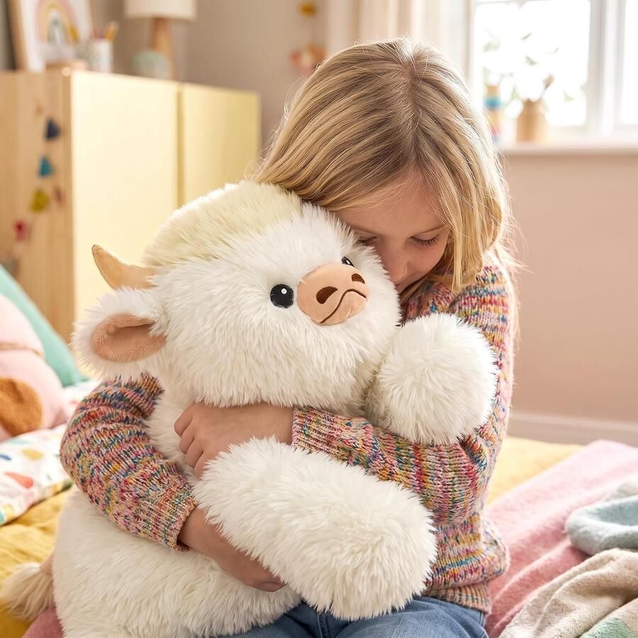 Shownicer Koe knuffeldier Highland Cow gewicht knuffeldier wit 1 8 kg 60 cm