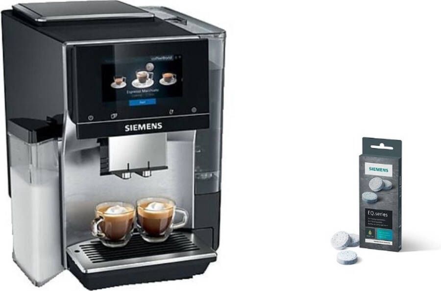 Siemens Classic Koffievolautomaat + reinigings tabletten- 1 7 liter waterreservoir Piano Lak Zwart-koffiemachine- koffiezetapparaat- Espressomachine-Koffiemachine met Touchscreen-Automatische Espresso Cappuccino&Latte-Inclusief Stoompijpje