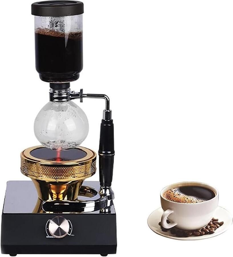 Sifon Koffiezetapparaat Vacuüm Koffiezetter Zelf Koffie Zetten Thermostatische Regeling 400W Zilver