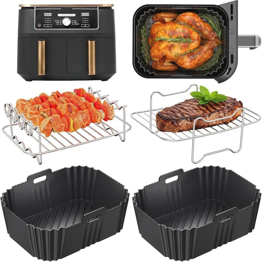 Silicone Accessoires voor Airfryer Geschikt voor Dual Zone 7.6-10 L