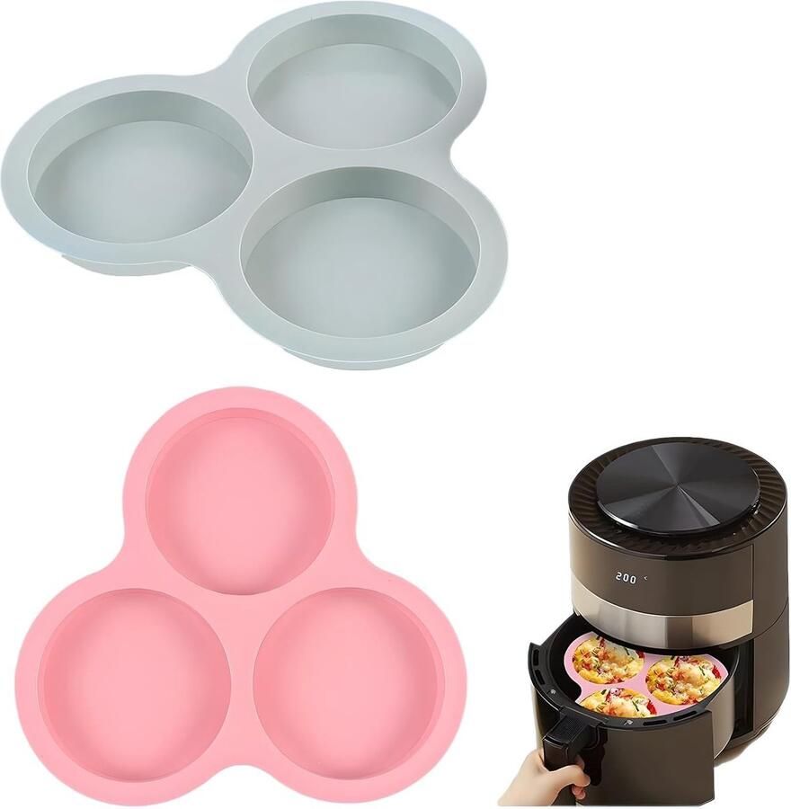 Silicone Air Fryer Egg Mould for Breakfast Sandwiches Air Fryer Egg Moulds Air Fryer Accessories with 3 Slots for Air Fryers from 6 QT